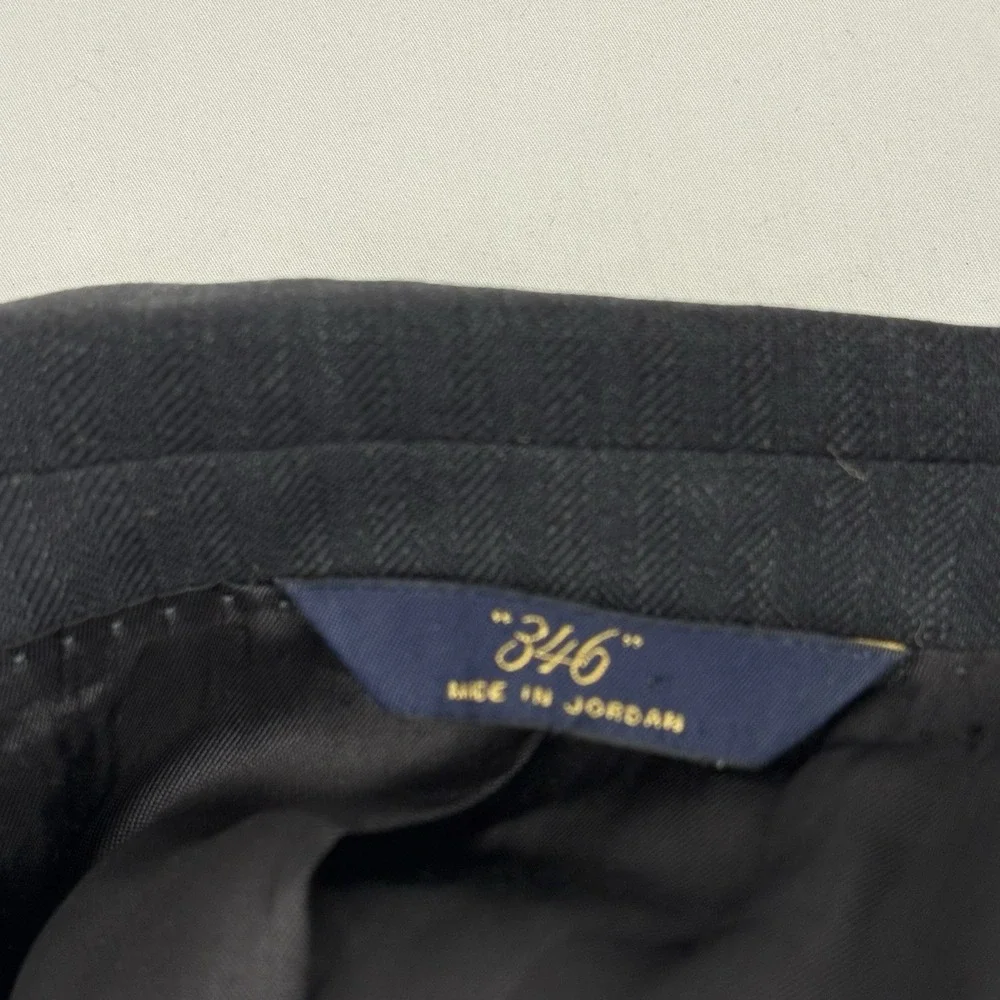 Brooks Brothers Sport Coat 46 Long 100% Lambswool Charcoal Herringbone